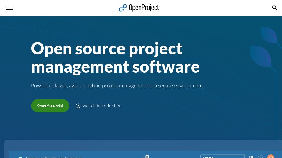 Screenshot of openproject.org: OpenProject – open-source project management software