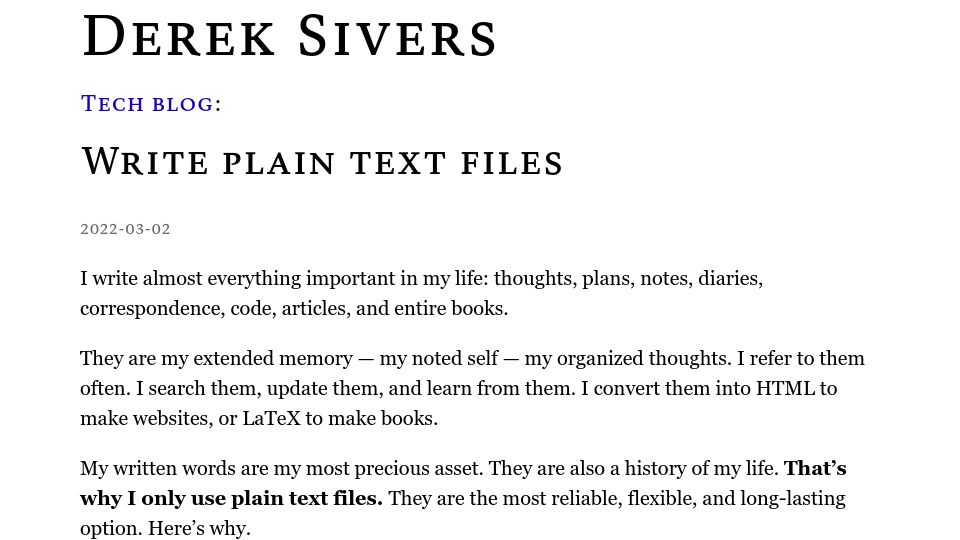 Screenshot of sive.rs: Write Plain Text Files
