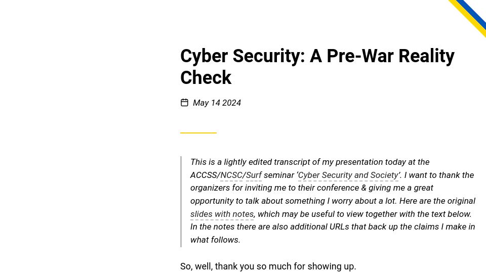 Screenshot of berthub.eu: Cyber Security: A pre-war reality check