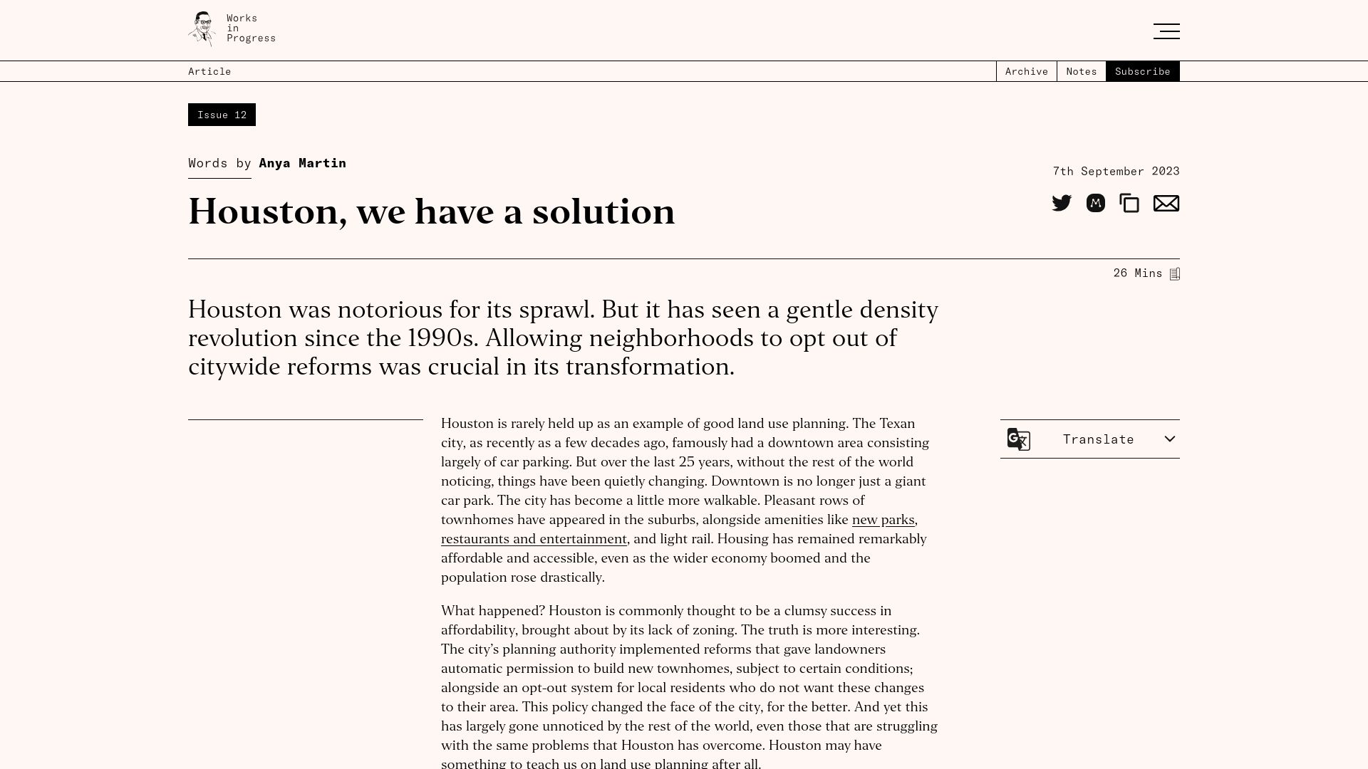 Screenshot of worksinprogress.co: Houston, We Have a Solution (2023)