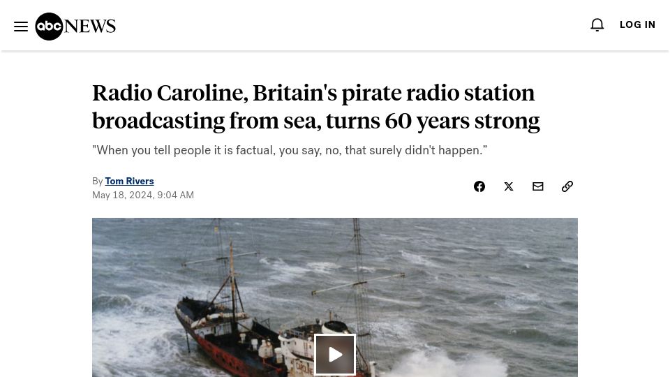 Screenshot of abcnews.go.com: Radio Caroline turns 60