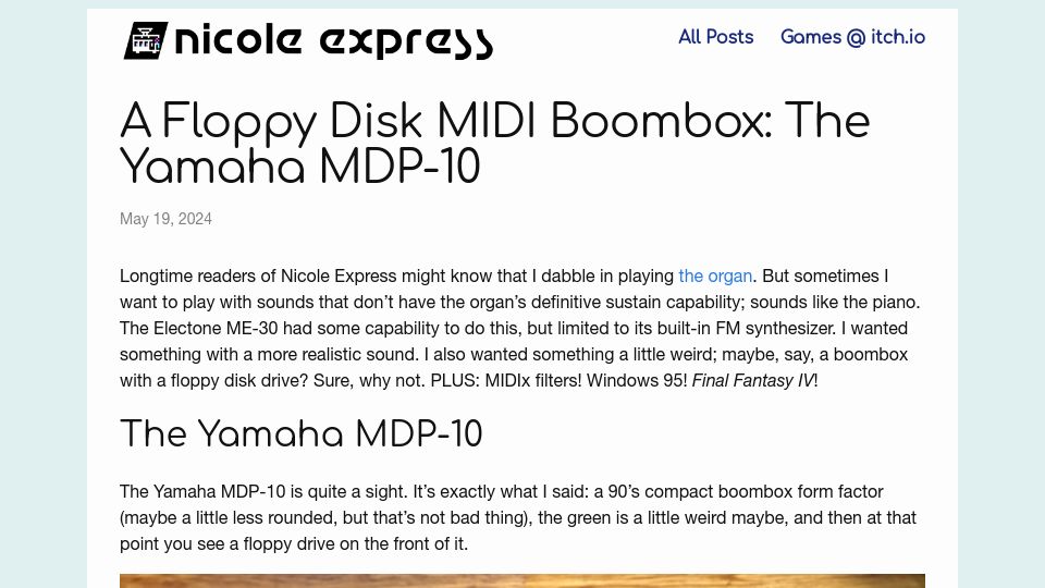 Screenshot of nicole.express: A floppy disk MIDI boombox: The Yamaha MDP-10