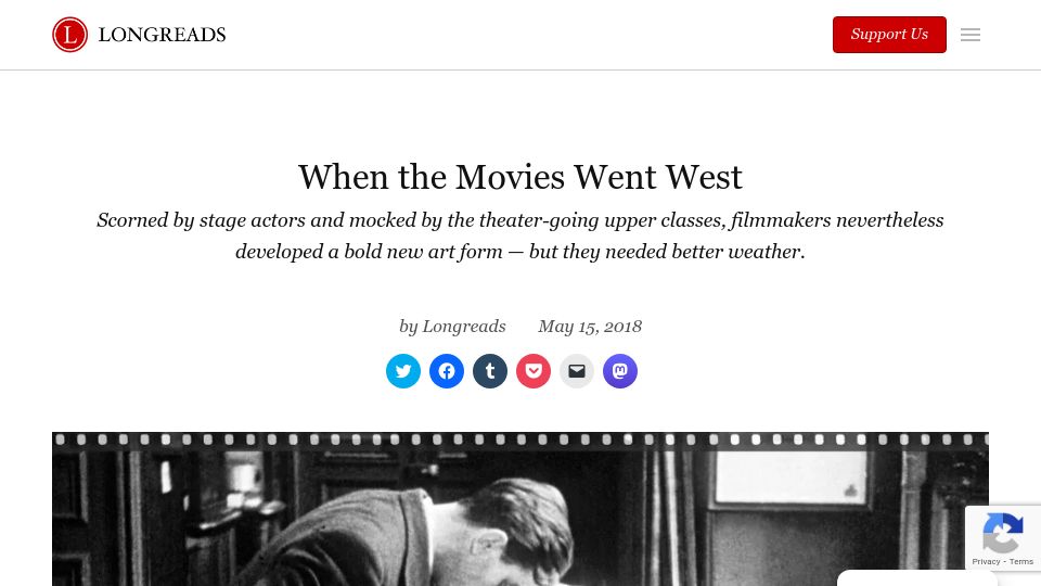 Screenshot of longreads.com: When the movies went west (2018)