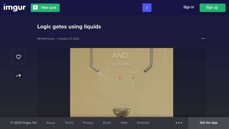Screenshot of imgur.com: Logic gates using liquids (GIF)