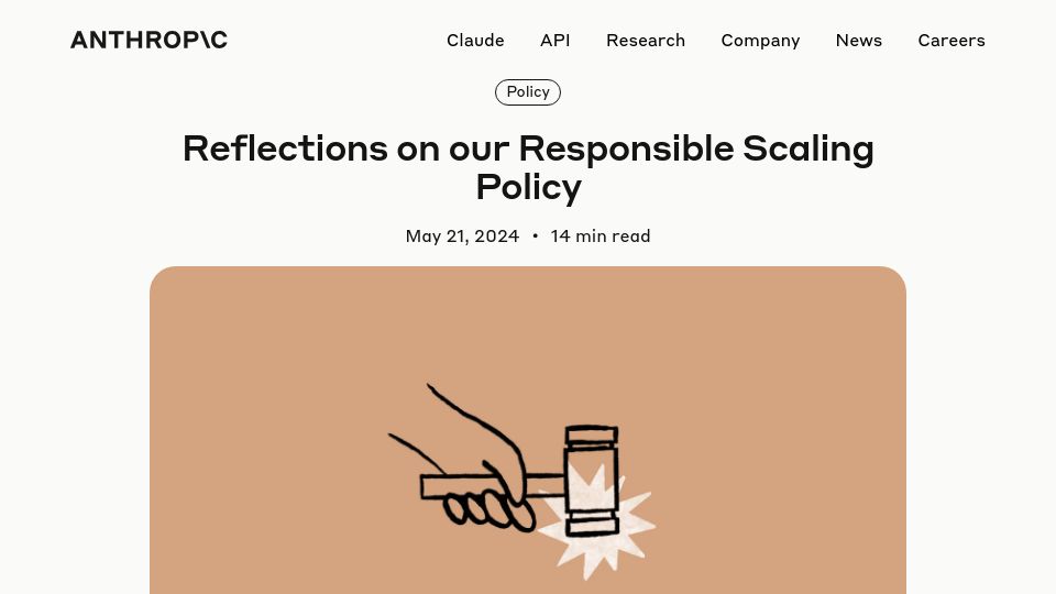 Screenshot of anthropic.com: Reflections on our Responsible Scaling Policy