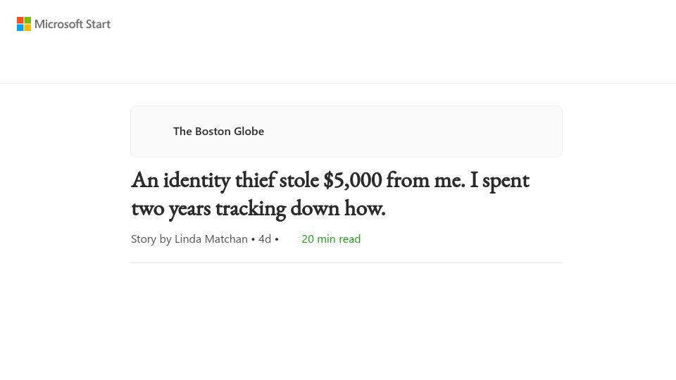 Screenshot of msn.com: On the trail of my identity thief