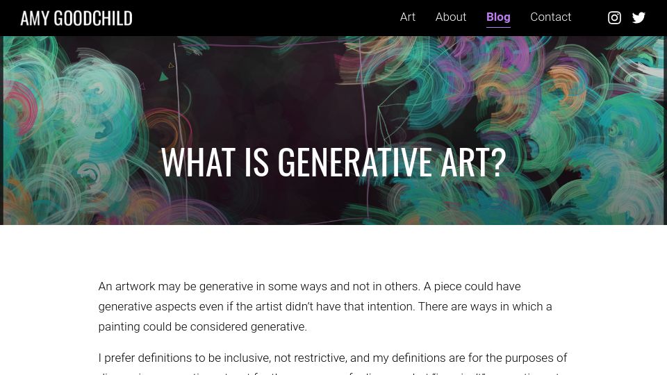 Screenshot of amygoodchild.com: What Is Generative Art? (2022)