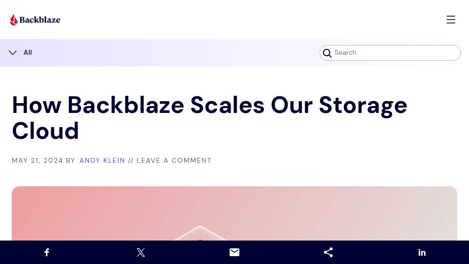 Screenshot of backblaze.com: Backblaze Scales Storage Cloud
