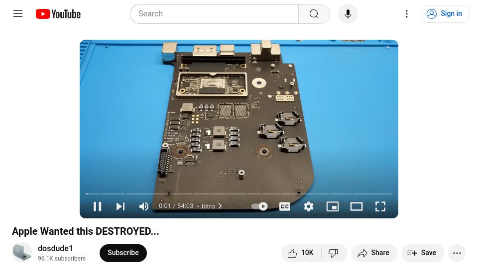 Screenshot of youtube.com: Restoring an Apple Silicon Developer Transition Kit "DTK" Mac Mini [video]