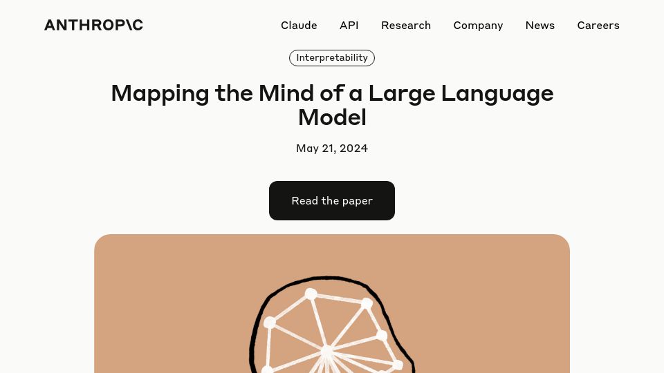 Screenshot of anthropic.com: Mapping the Mind of a Large Language Model