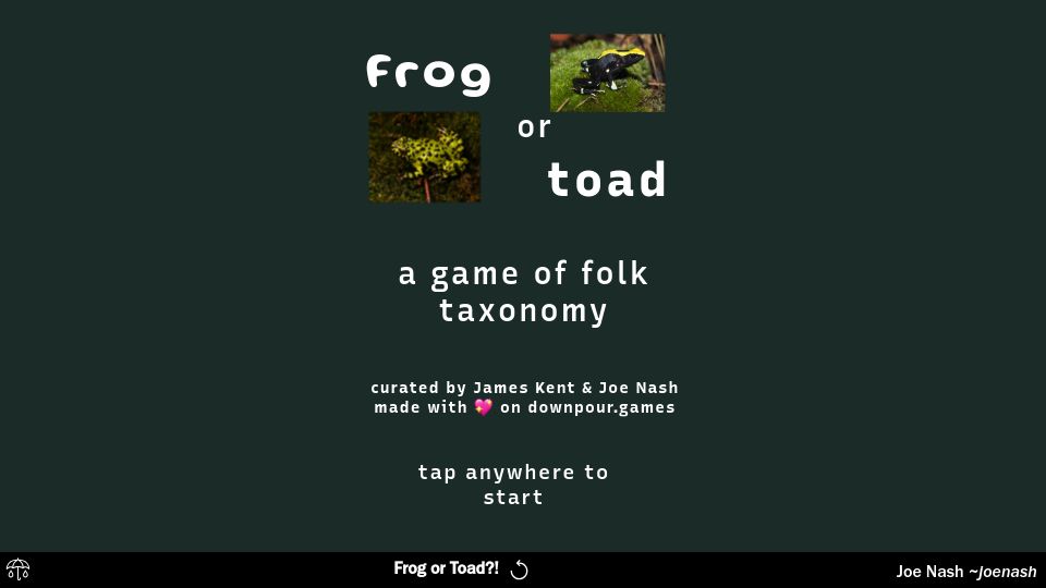 Screenshot of downpour.games: Frog or Toad?