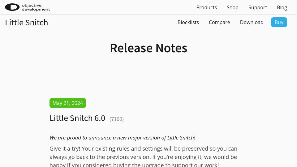 Screenshot of obdev.at: Little Snitch 6.0 Released