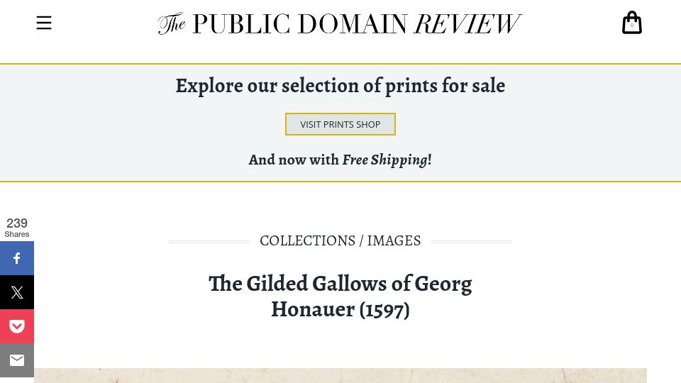 Screenshot of publicdomainreview.org: The Gilded Gallows of Georg Honauer (1597)