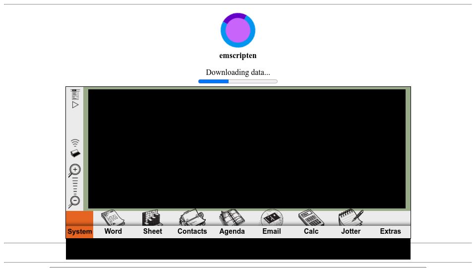 Screenshot of wuffs.org: Psion 5mx Emulator