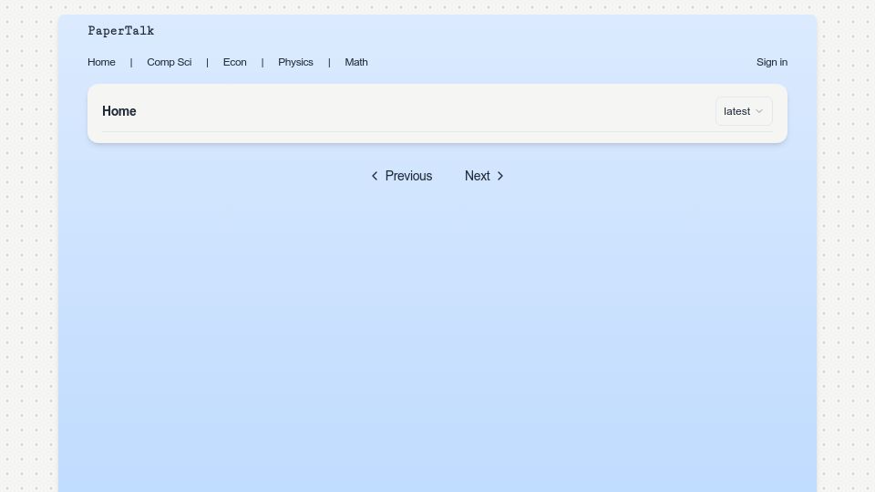 Screenshot of papertalk.xyz: Show HN: HackerNews but for research papers