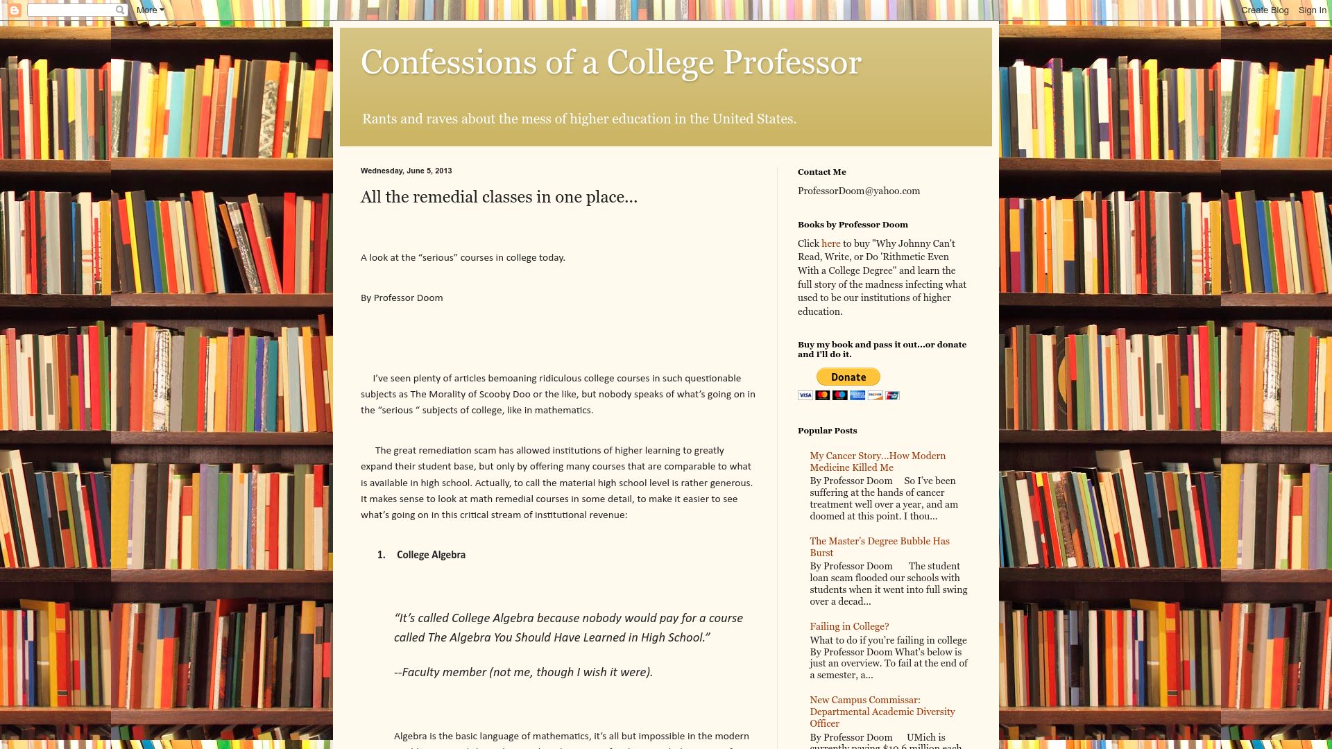 Screenshot of professorconfess.blogspot.com: All the remedial classes in one place