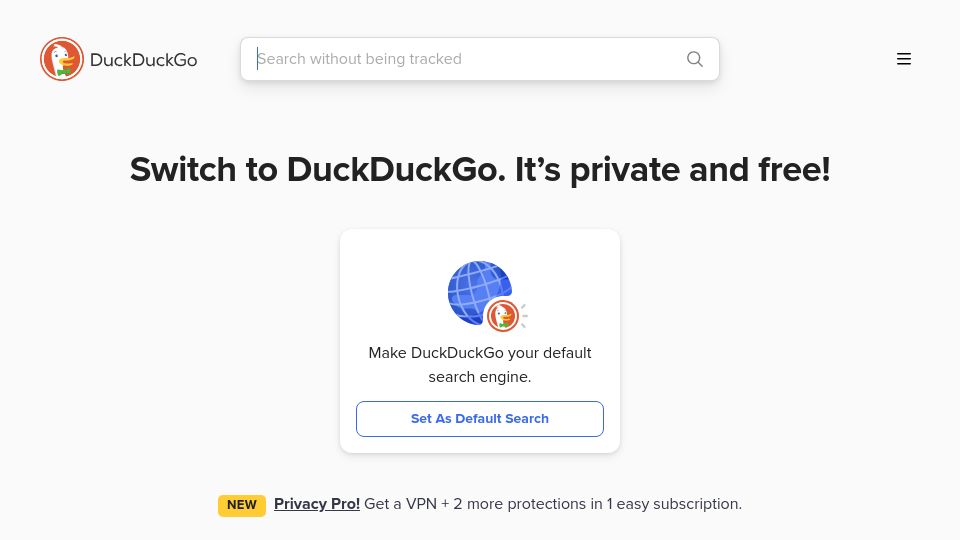 Screenshot of duckduckgo.com: DuckDuckGo was down