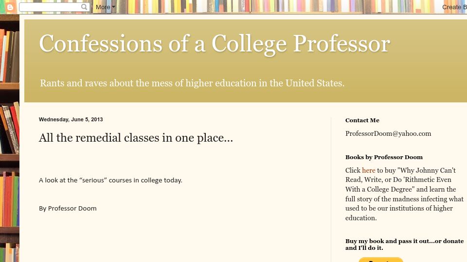 Screenshot of professorconfess.blogspot.com: All the remedial classes in one place