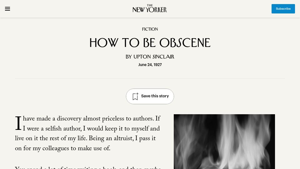 Screenshot of newyorker.com: How to Be Obscene (1927)