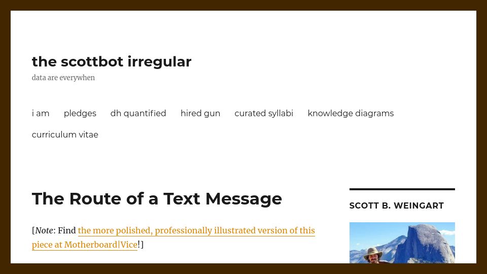 Screenshot of web.archive.org: The Route of a Text Message (2019)