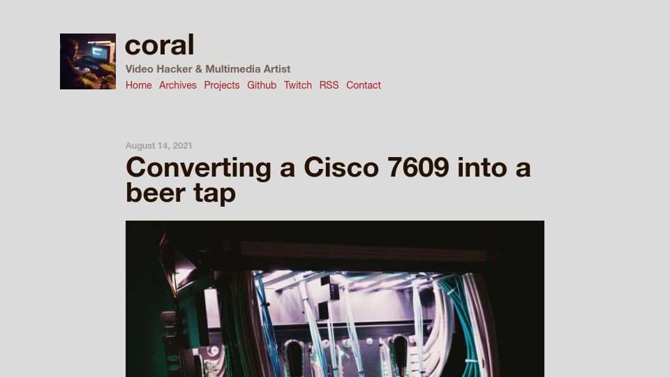 Screenshot of blog.jonasbengtson.se: Converting a Cisco 7609 into a beer tap (2021)