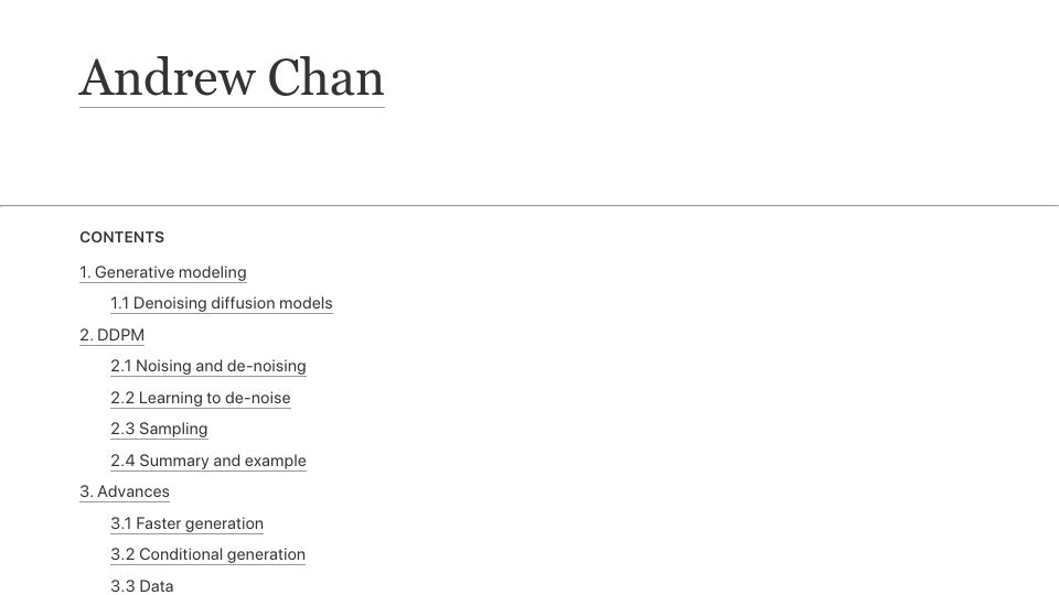 Screenshot of andrewkchan.dev: Diffusion Models