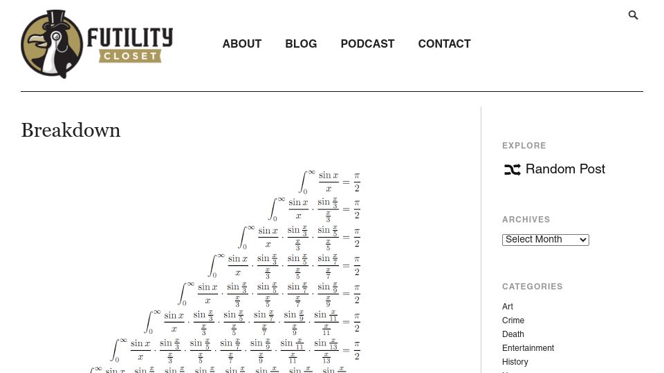 Screenshot of futilitycloset.com: Breakdown (2018)