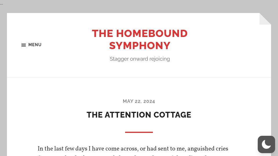 Screenshot of blog.ayjay.org: The Attention Cottage