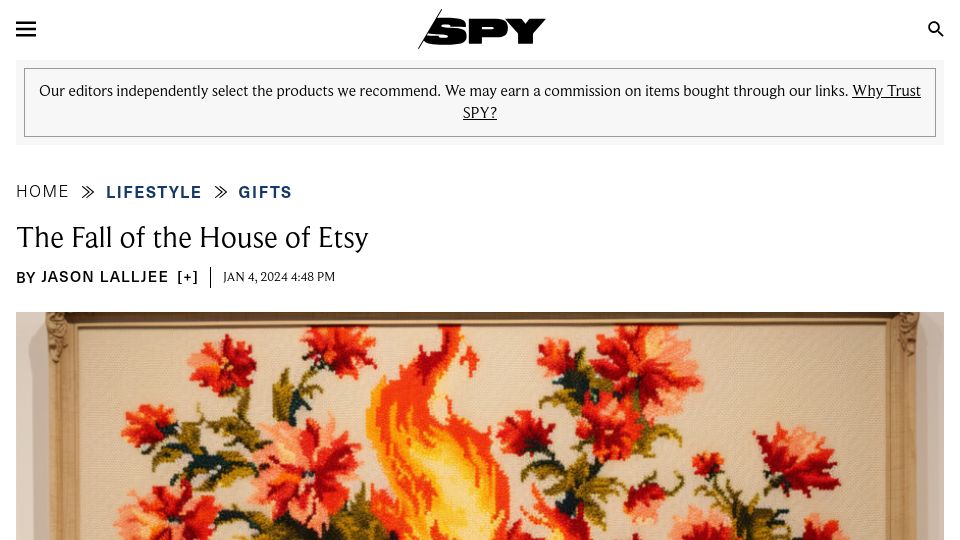 Screenshot of spy.com: The Fall of the House of Etsy
