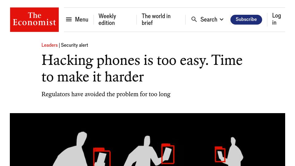 Screenshot of economist.com: Hacking phones is too easy. Time to make it harder