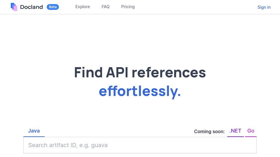 Screenshot of docland.io: Show HN: I generated API documentation for all Java packages