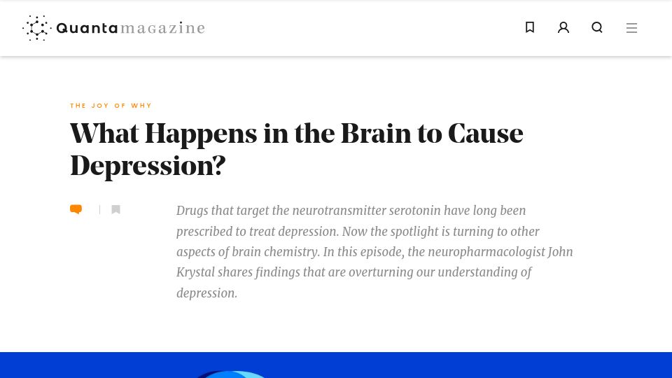 Screenshot of quantamagazine.org: What happens in the brain to cause depression?