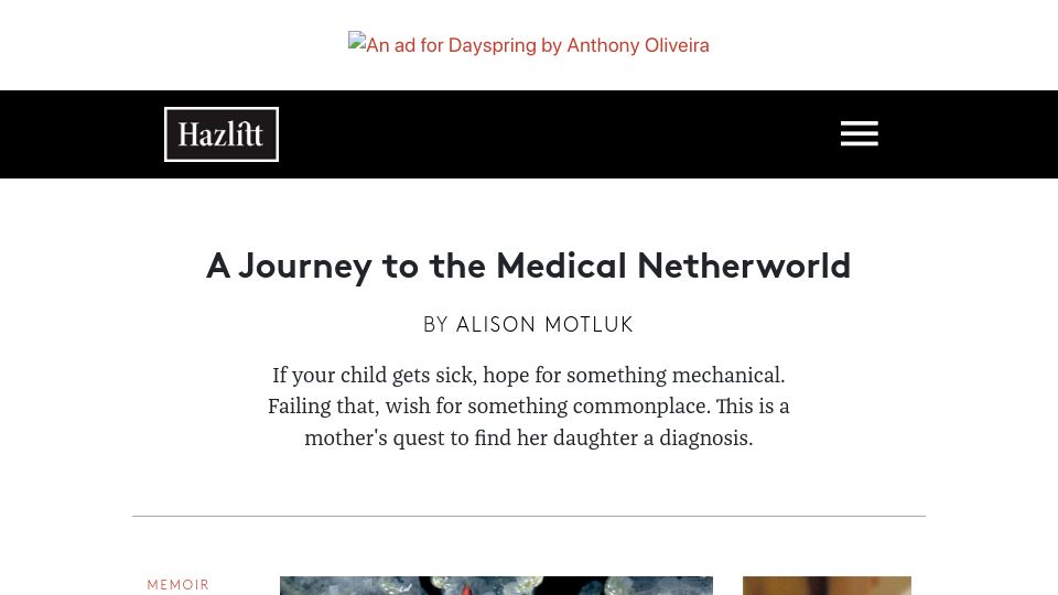 Screenshot of hazlitt.net: A journey to the medical netherworld (2016)
