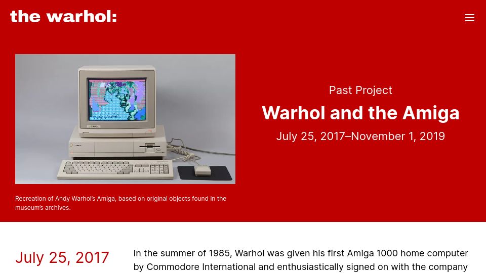 Screenshot of warhol.org: Warhol and the Amiga (2017)