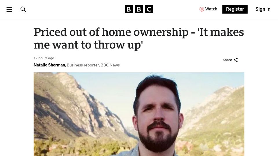 Screenshot of bbc.com: Priced Out of Homeownership