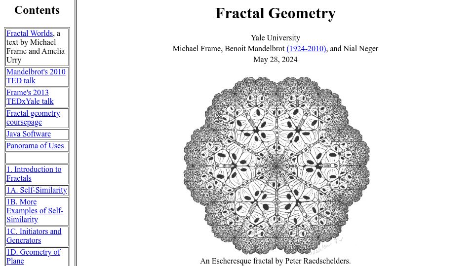 Screenshot of users.math.yale.edu: Fractal Geometry