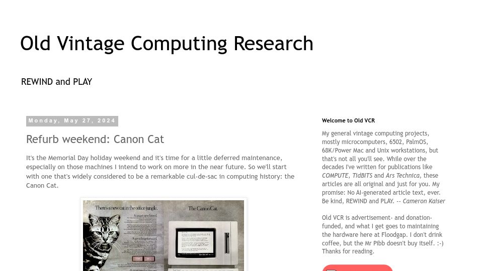 Screenshot of oldvcr.blogspot.com: Refurb Weekend: Canon Cat