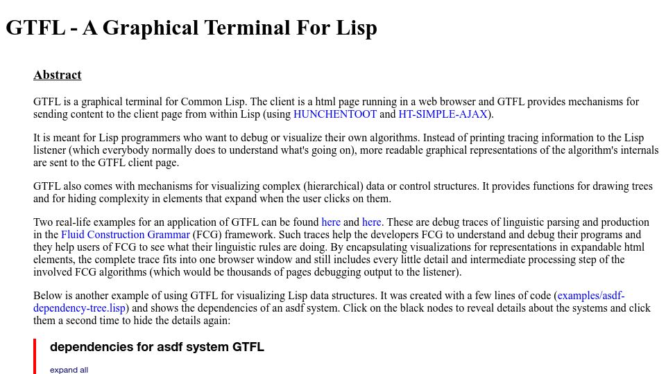 Screenshot of martin-loetzsch.de: GTFL – A Graphical Terminal for Common Lisp