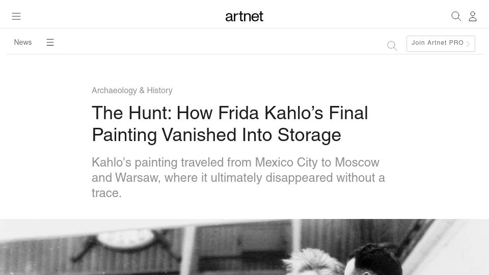 Screenshot of news.artnet.com: Frida Kahlo's final painting vanished into storage