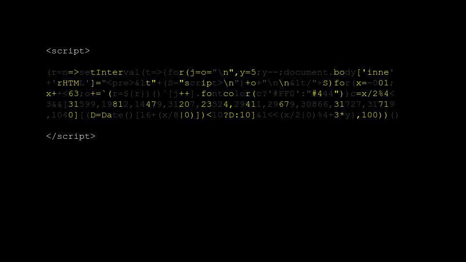 Screenshot of aem1k.com: Qlock – A JavaScript Quine Clock