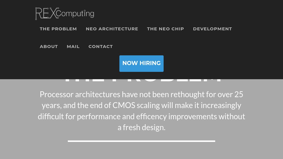 Screenshot of rexcomputing.com: Rex Computing