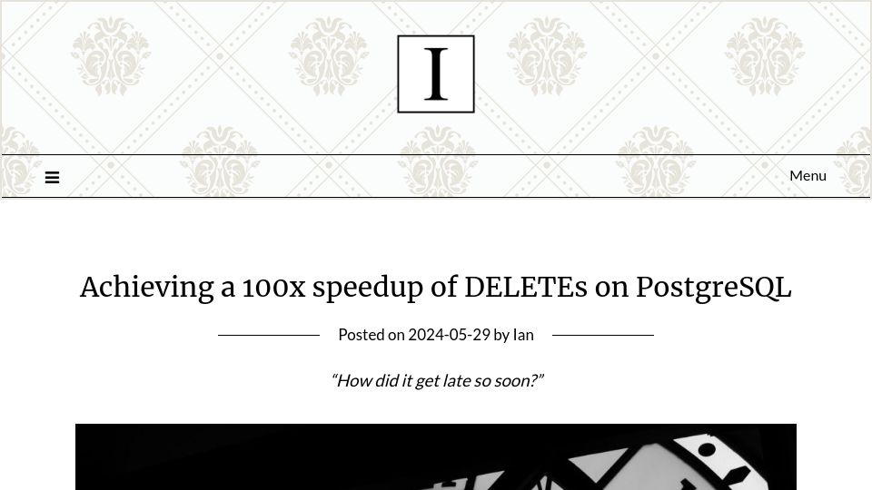 Screenshot of ivdl.co.za: Speedup of deletes on PostgreSQL