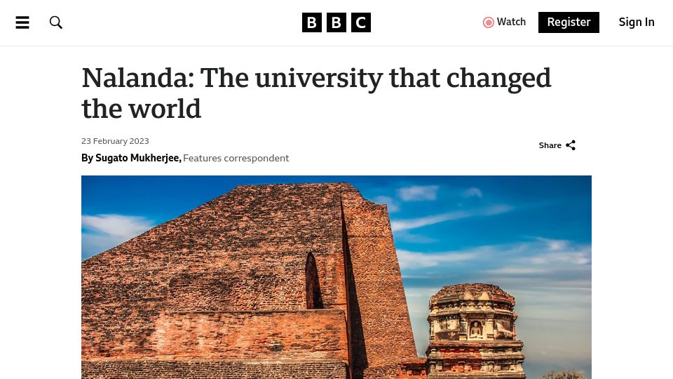 Screenshot of bbc.com: Nalanda: The university that changed the world (2023)