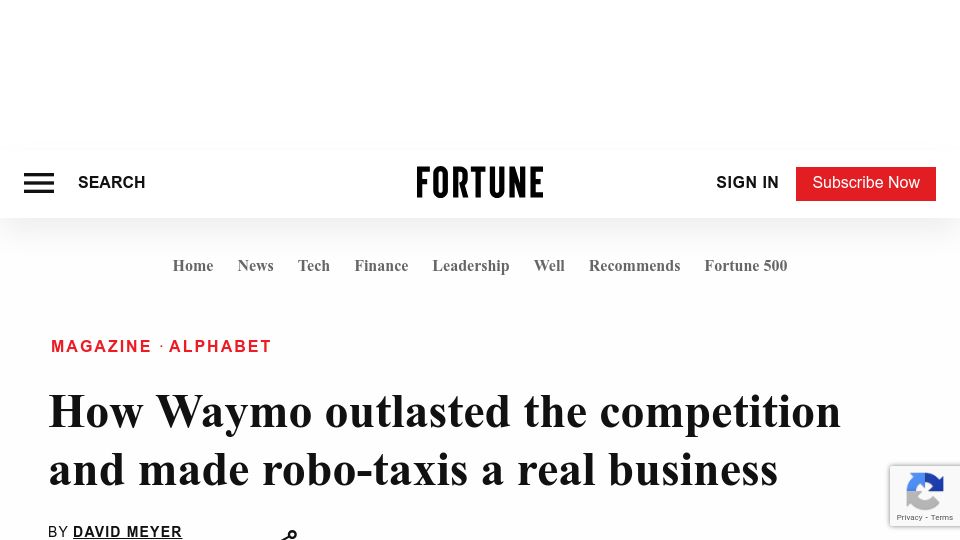 Screenshot of fortune.com: How Waymo outlasted the competition and made robo-taxis a real business