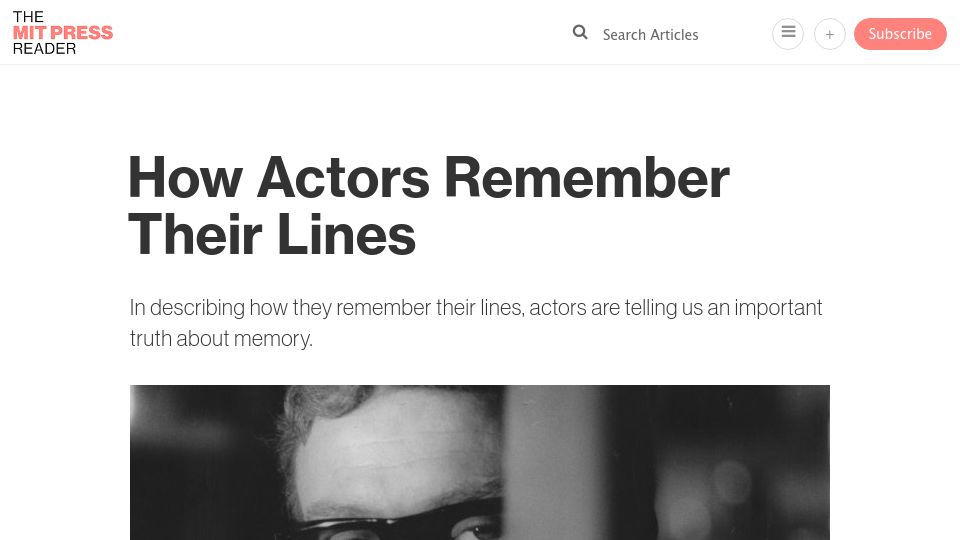 Screenshot of thereader.mitpress.mit.edu: How actors remember their lines