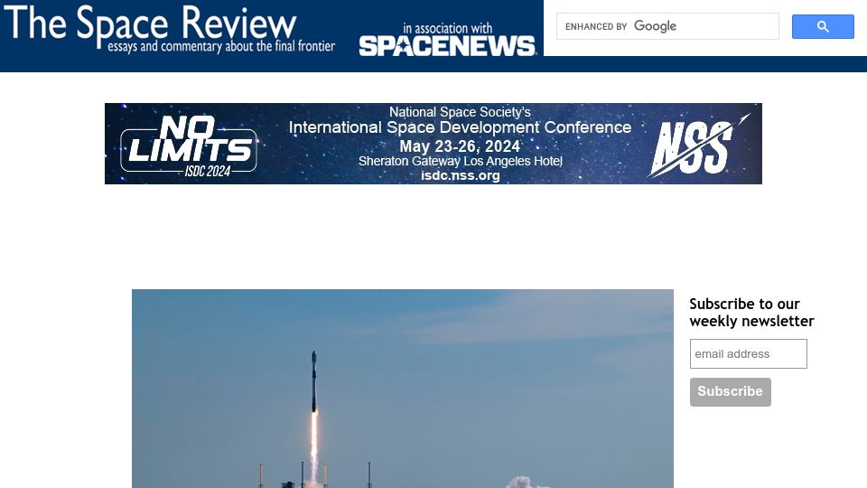 Screenshot of thespacereview.com: Starlink's disruption of the space industry