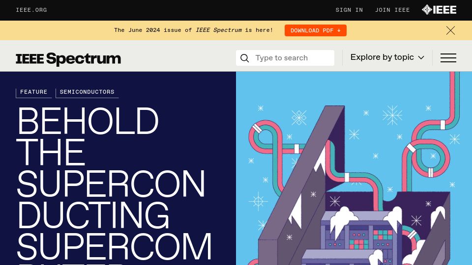 Screenshot of spectrum.ieee.org: Superconducting Computer: Imec's plan to shrink datacenters