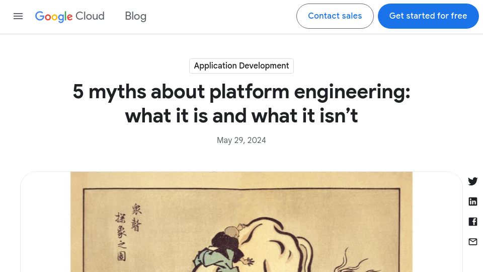 Screenshot of cloud.google.com: Myths about platform engineering: what it is and what it isn't