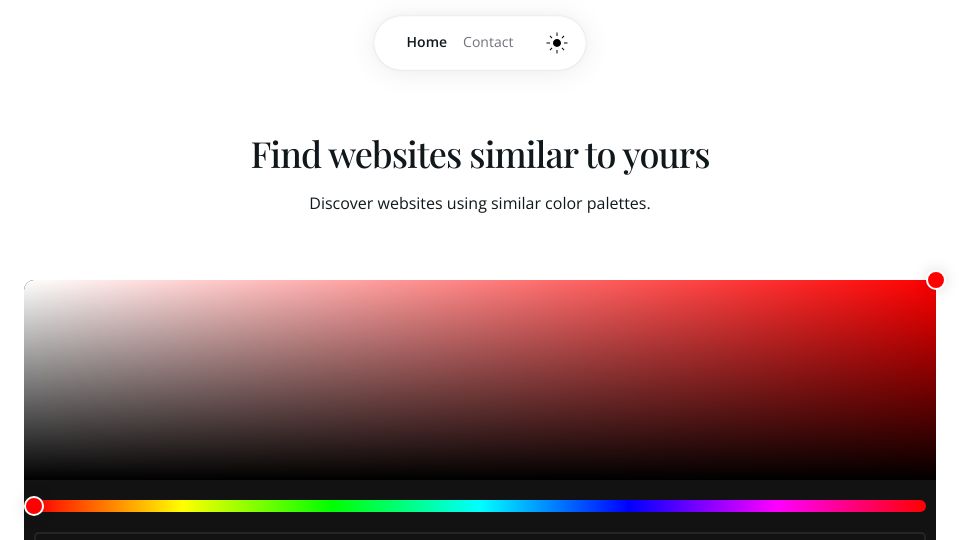 Screenshot of themefinder.io: Show HN: Explore Websites by Chosen Color