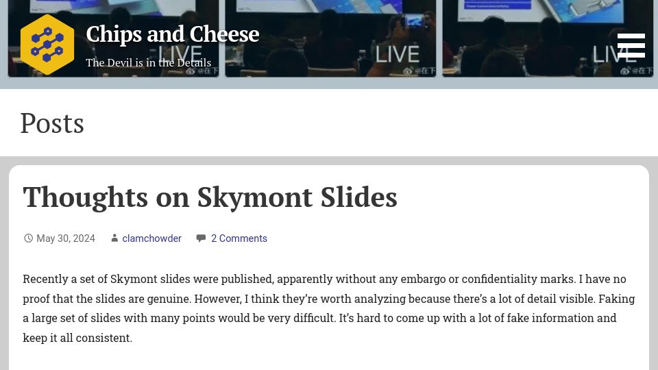 Screenshot of chipsandcheese.com: Thoughts on Skymont Slides